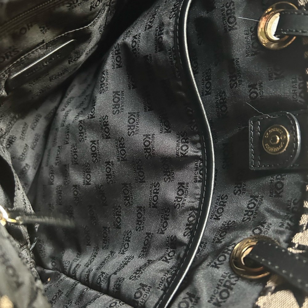 Michael Kors Black and Tan Monogram Tote - Picture 9 of 10
